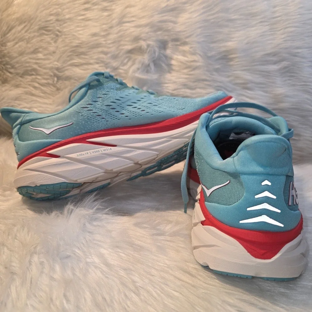 Women's Running Shoes HOKA Clifton 8 Blue Red Size 9.5B 1119394